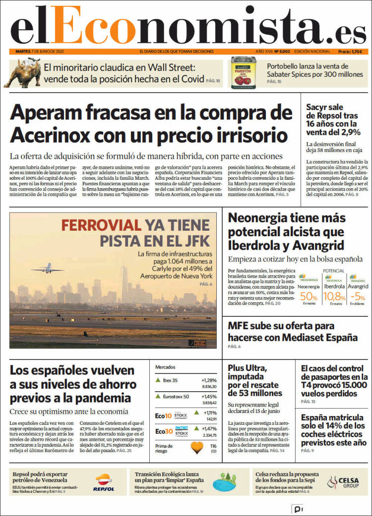 Portada de El Economista (Espa&ntilde;a)