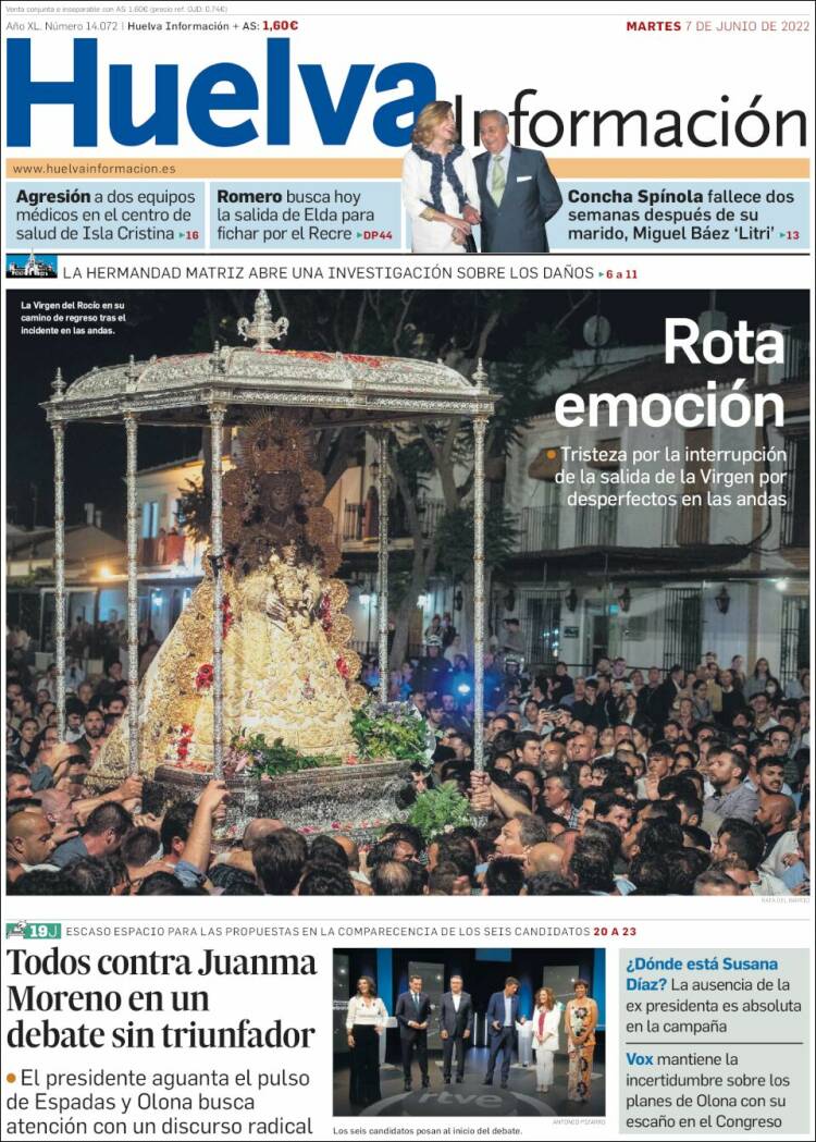 Portada de Huelva Información (España)