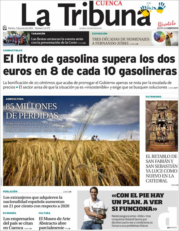 Portada de La Tribuna de Cuenca (Espa&ntilde;a)