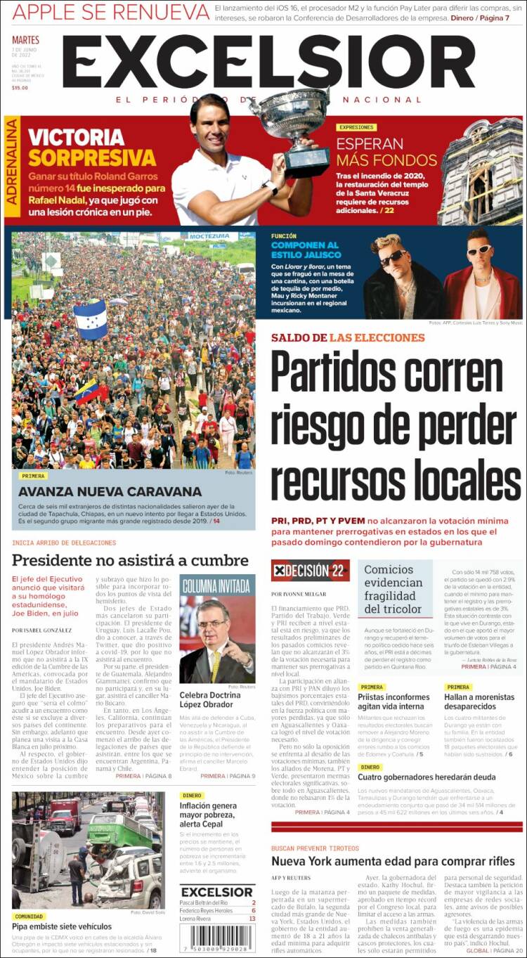 Portada de Excelsior (M&eacute;xico)