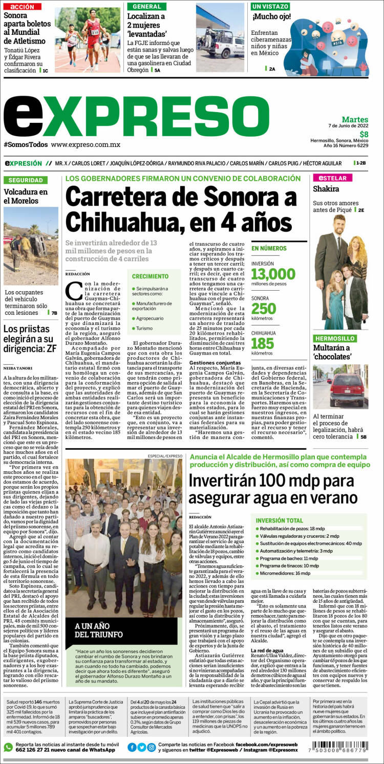 Portada de Expreso (M&eacute;xico)