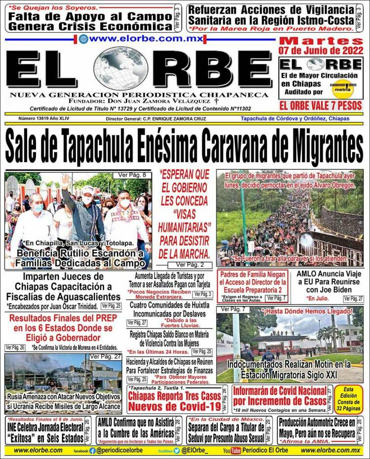 Portada de El Orbe (Mexique)
