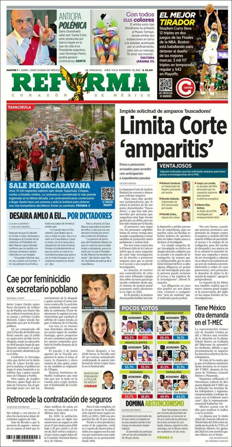 Portada de Reforma (M&eacute;xico)