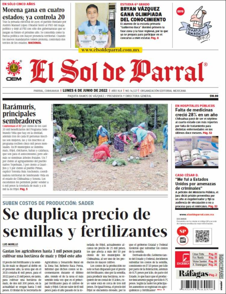 Portada de El Sol de Parral (M&eacute;xico)