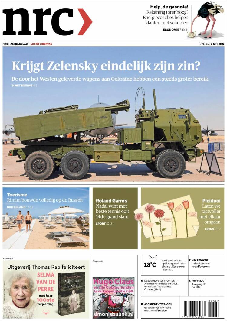 Portada de NRC Handelsblad (Pa&iacute;ses Bajos)