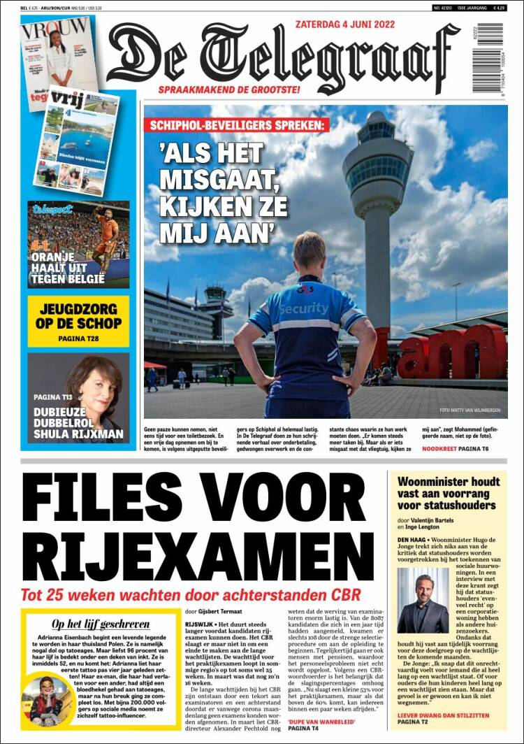 Portada de De Telegraaf (Pa&iacute;ses Bajos)