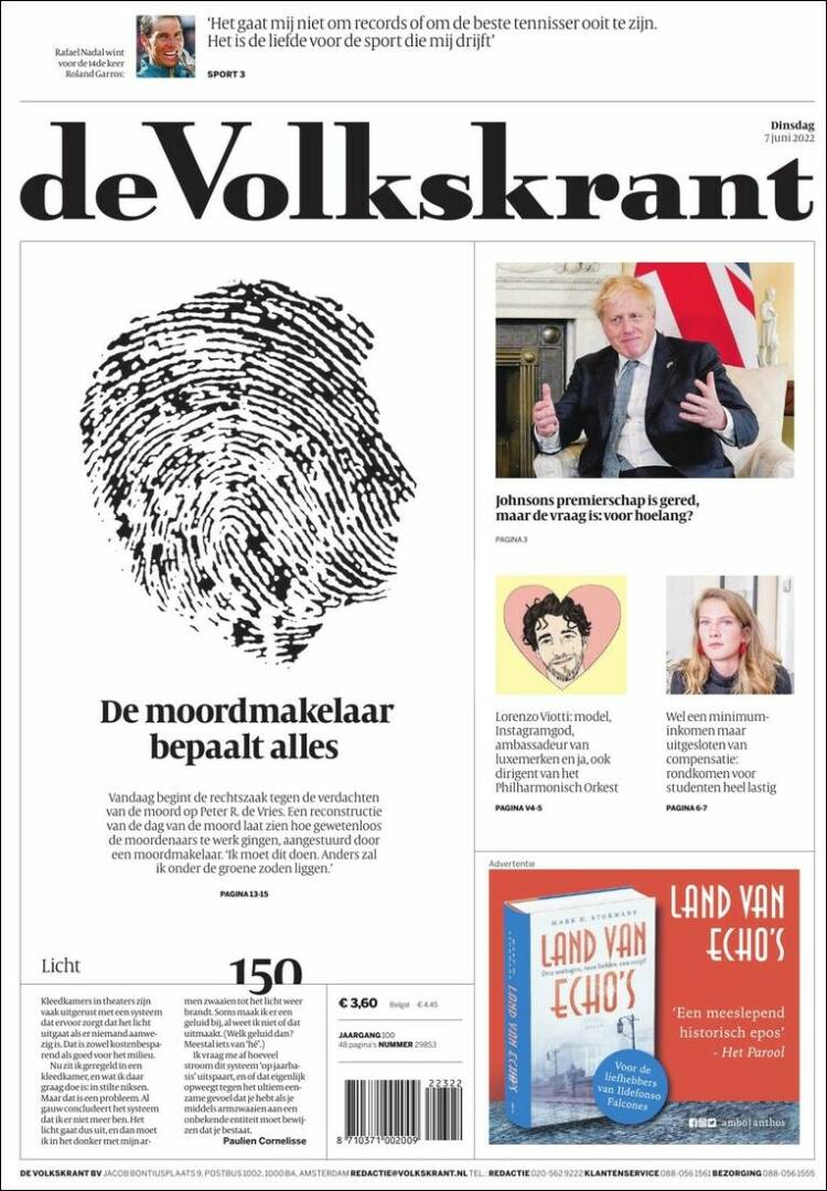 Portada de De Volkskrant (Pa&iacute;ses Bajos)