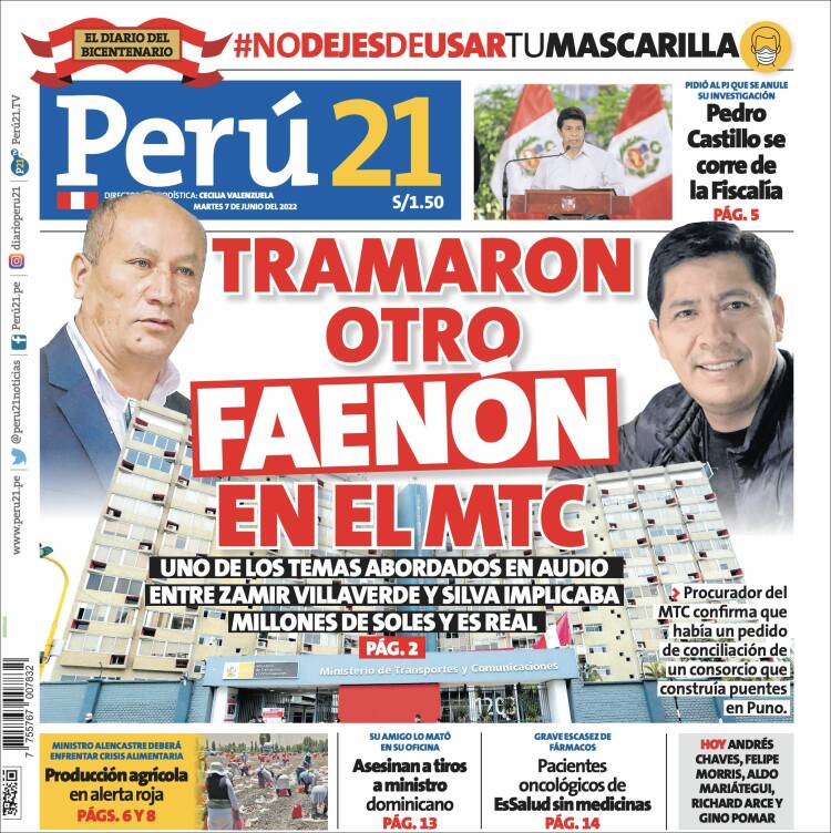 Portada de Perú 21 (Per&uacute;)