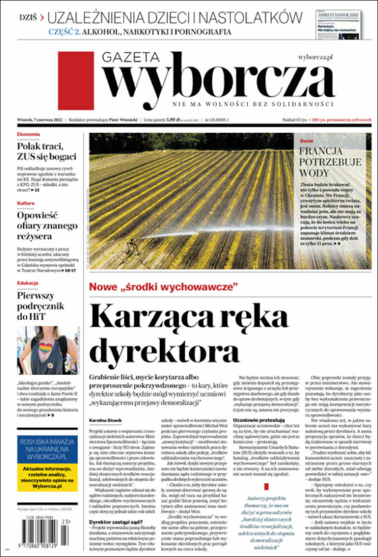 Portada de Gazeta Wyborcza (Polonia)