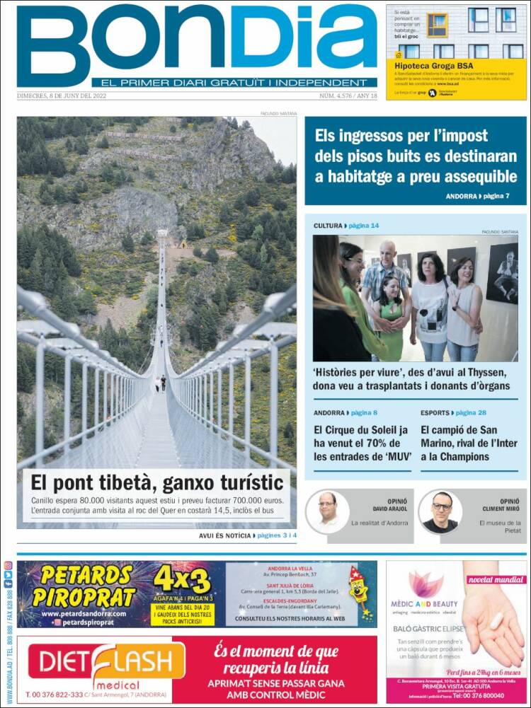 Portada de Diari Bondia (Andorra)