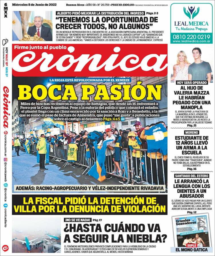 Portada de Crónica (Argentina)