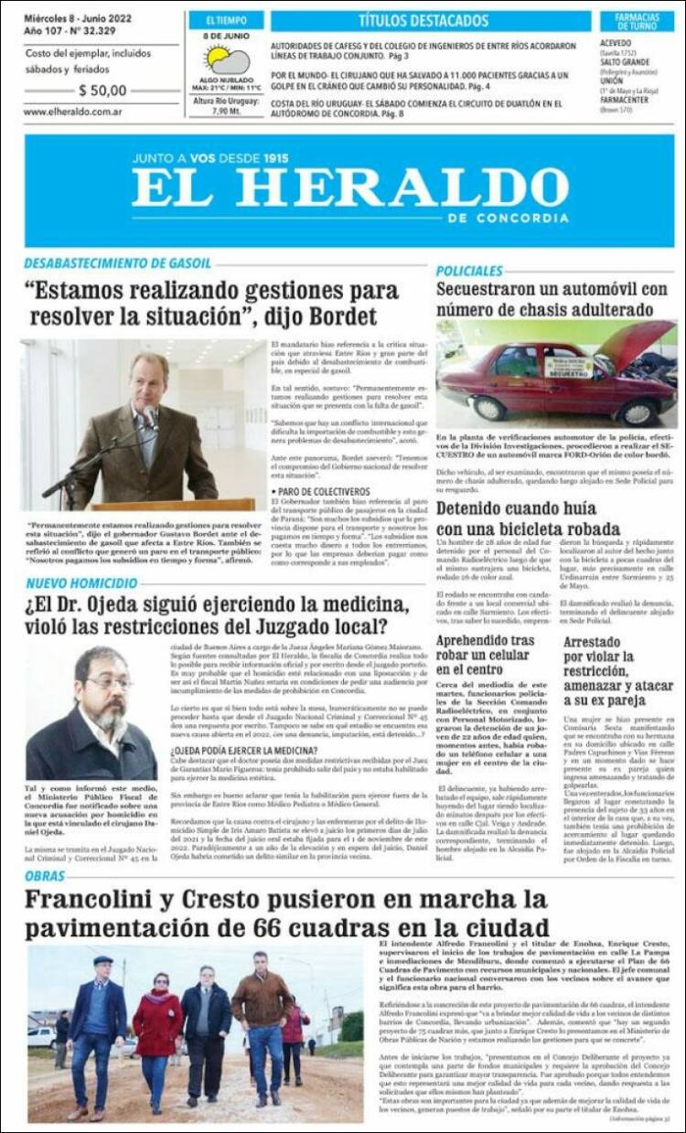 Portada de El Heraldo de Concordia (Argentina)