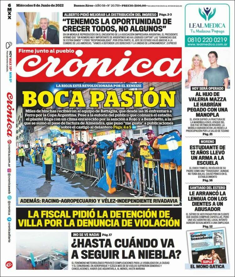 Portada de Diario El Libertador (Argentina)