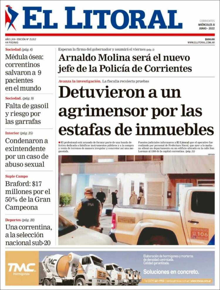 Portada de El Litoral Corrientes (Argentina)