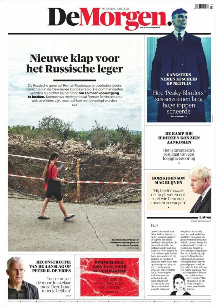 Portada de De Morgen (B&eacute;lgica)