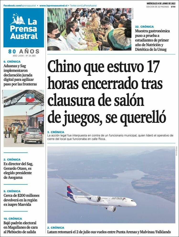 Portada de El Magallanes (Chile)