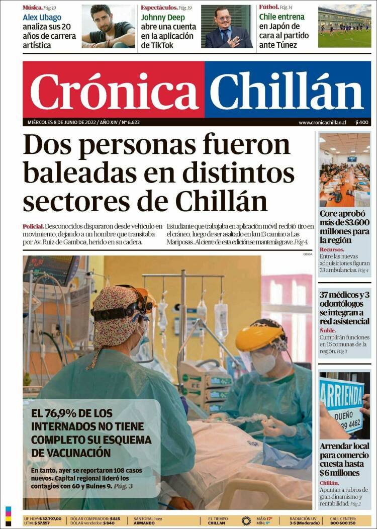 Portada de Crónica Chillán (Chile)
