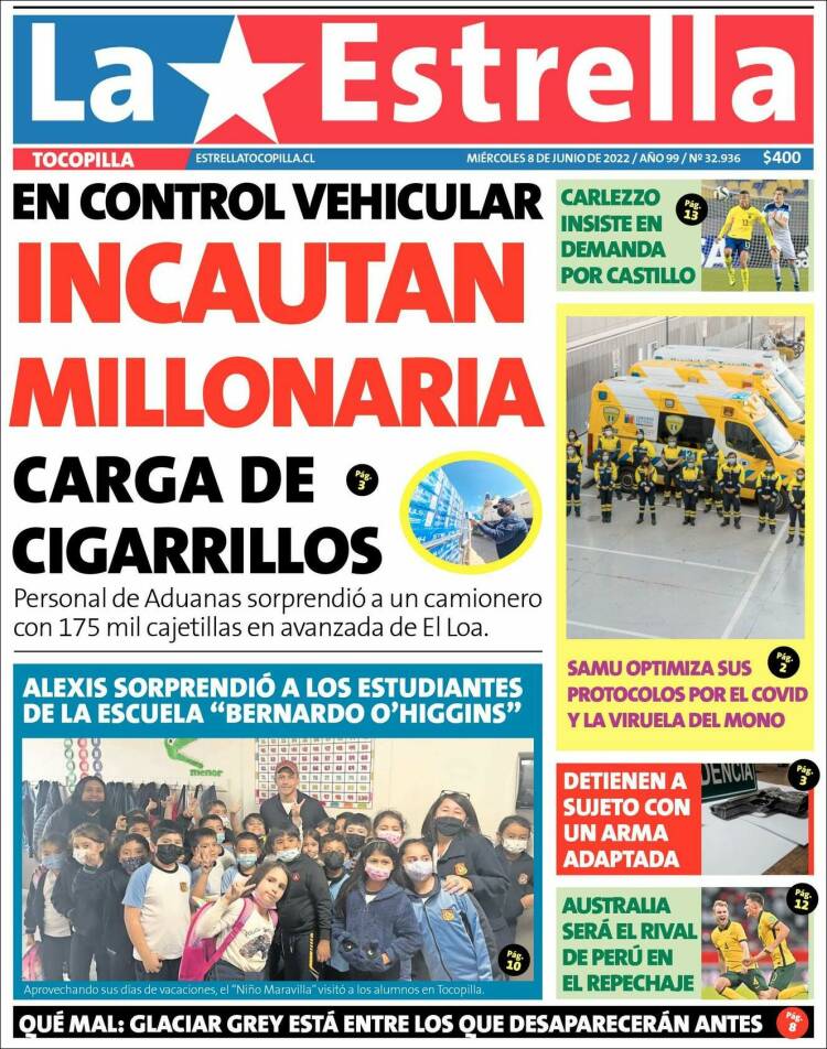 Portada de La Estrella de Tocopilla (Chile)