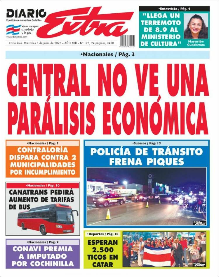 Portada de Diario Extra (Costa Rica)