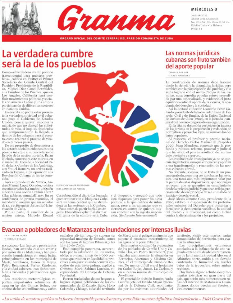 Portada de Granma (Cuba)