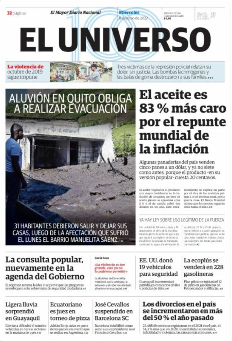 Portada de El Universo - Ecuador (Ecuador)