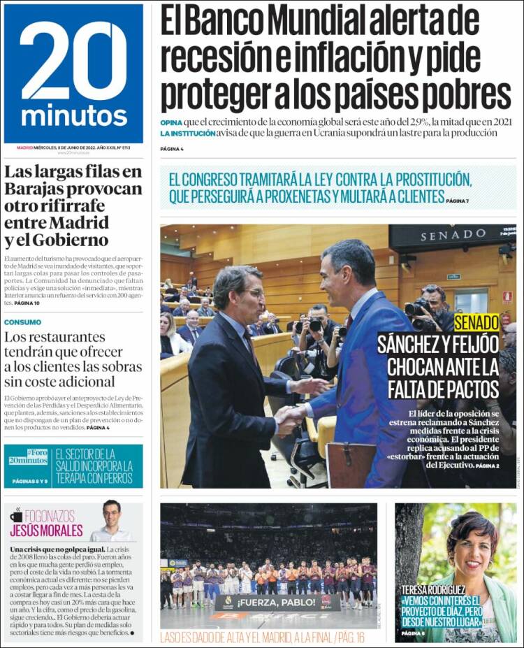 Portada de 20 Minutos - Madrid (Spain)