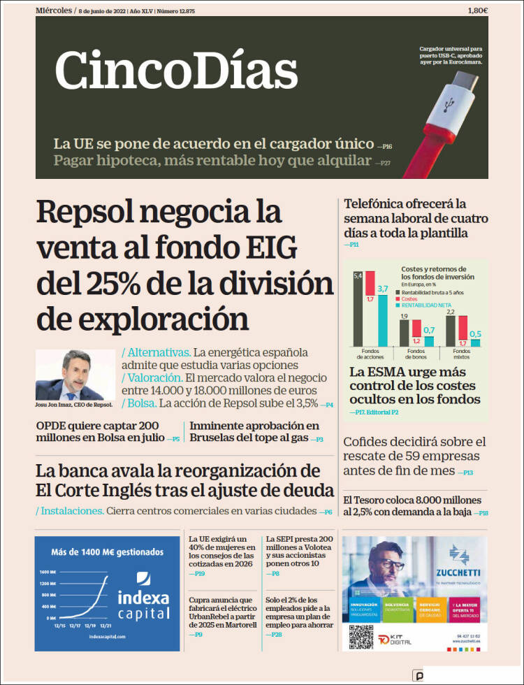 Portada de Cinco Días (Espa&ntilde;a)