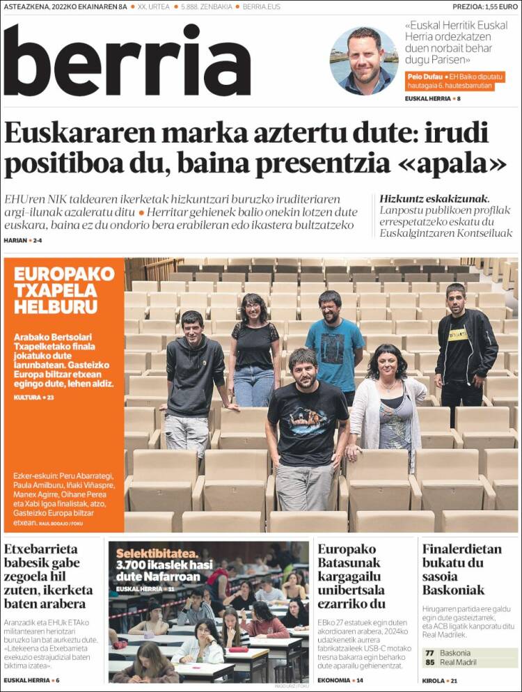 Portada de Berria (Spain)