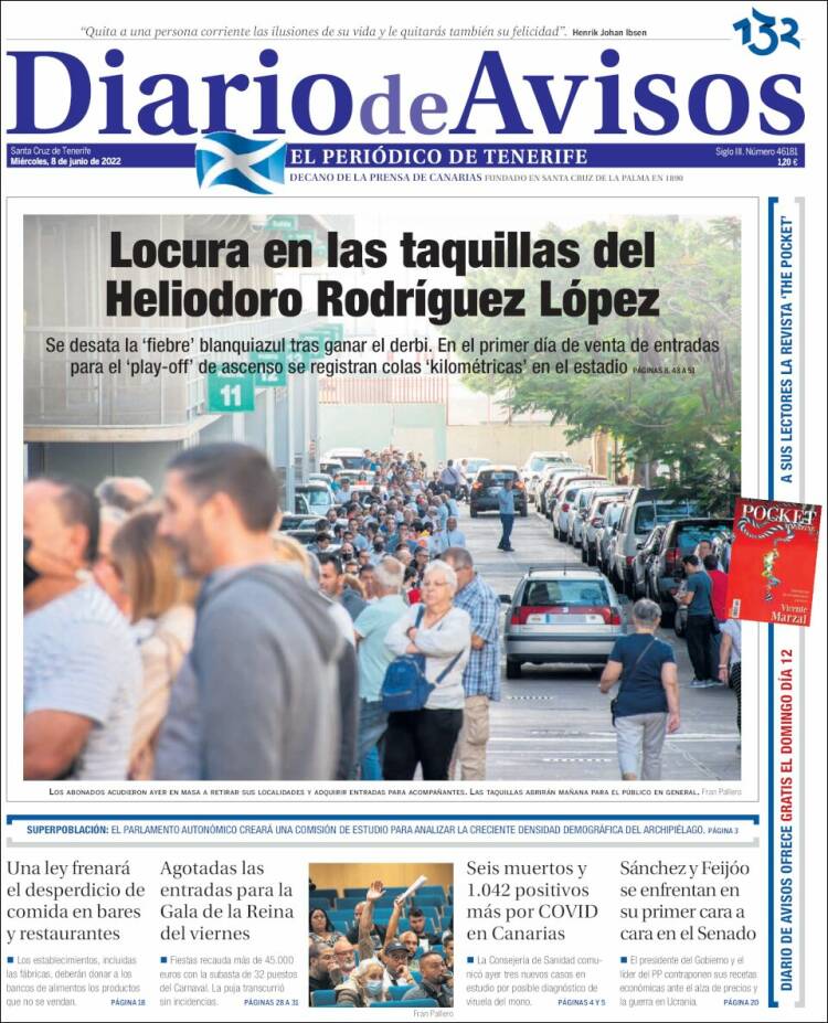 Portada de Diarios de Avisos (Spain)