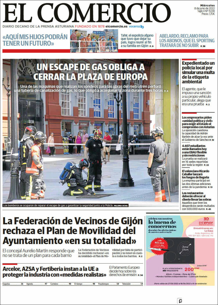 Portada de El Comercio - Gijón (Spain)
