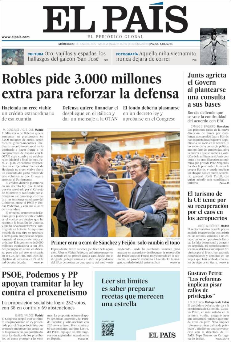 Portada de El País (Spain)