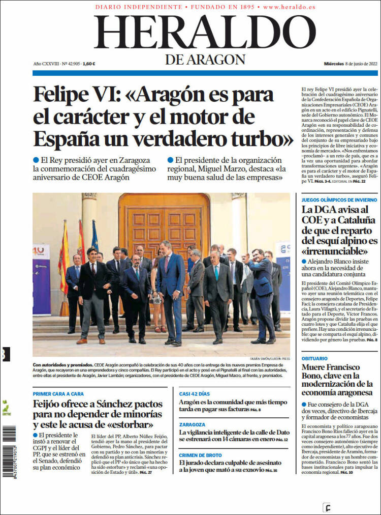 Portada de Heraldo de Aragón (Spain)