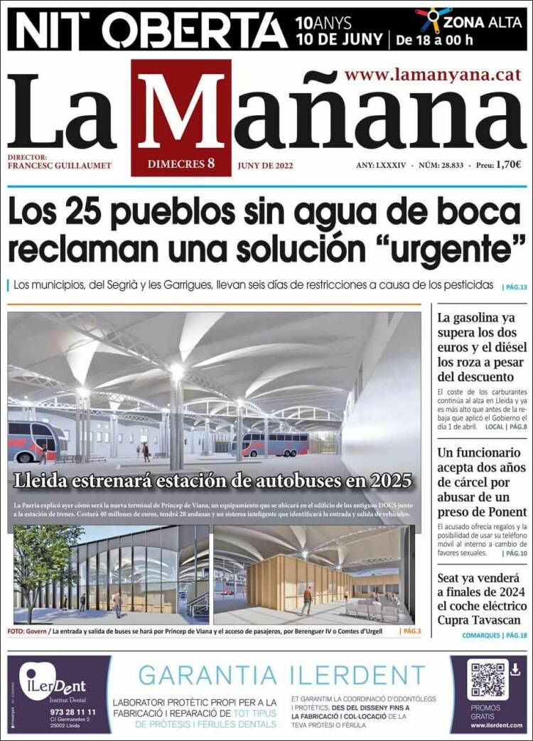 Portada de La Mañana - Diari de Ponent (Spain)