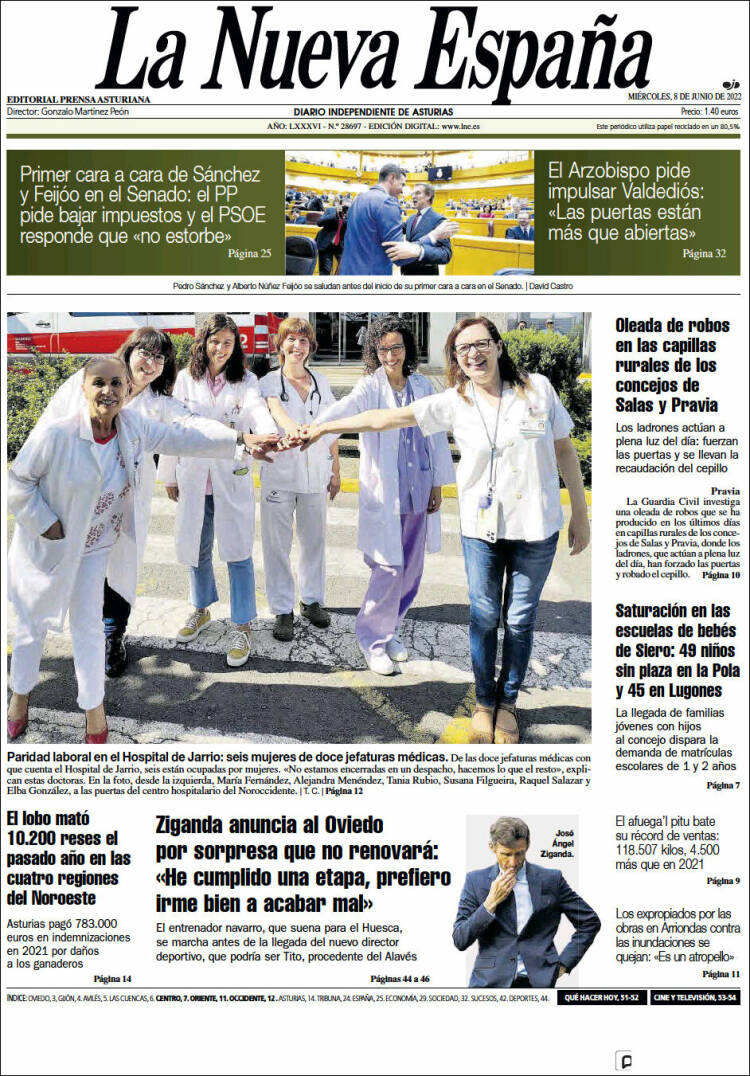 Portada de La Nueva España (Spain)