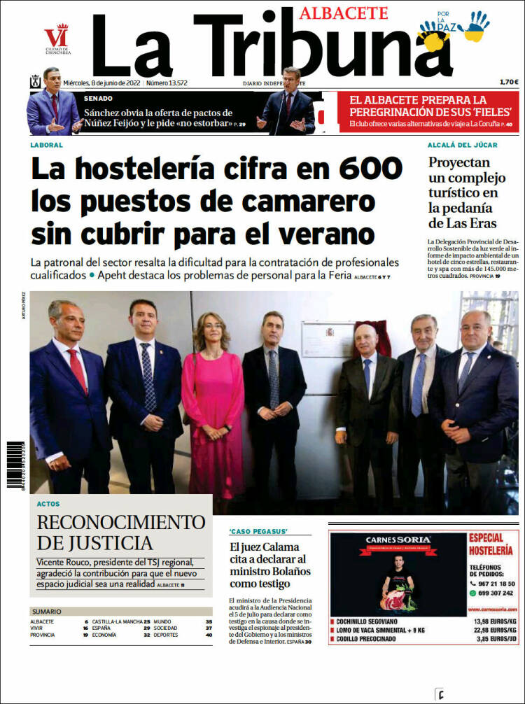 Portada de La Tribuna de Albacete (Spain)