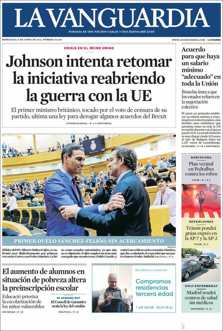 Portada de La Vanguardia (Spain)
