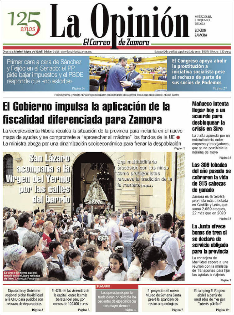 Portada de La Opinión - El Correo de Zamora (Spain)