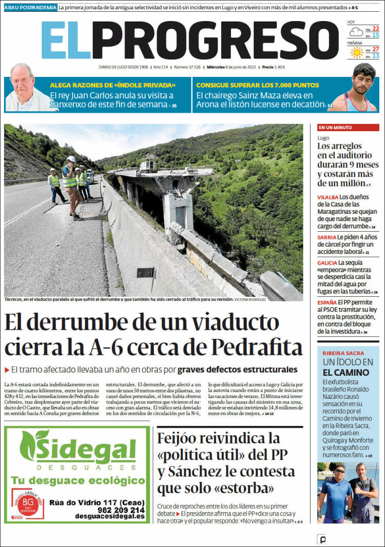 Portada de El Progreso (Spain)