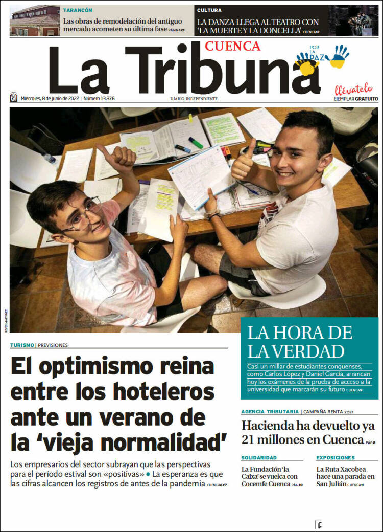 Portada de La Tribuna de Cuenca (Spain)