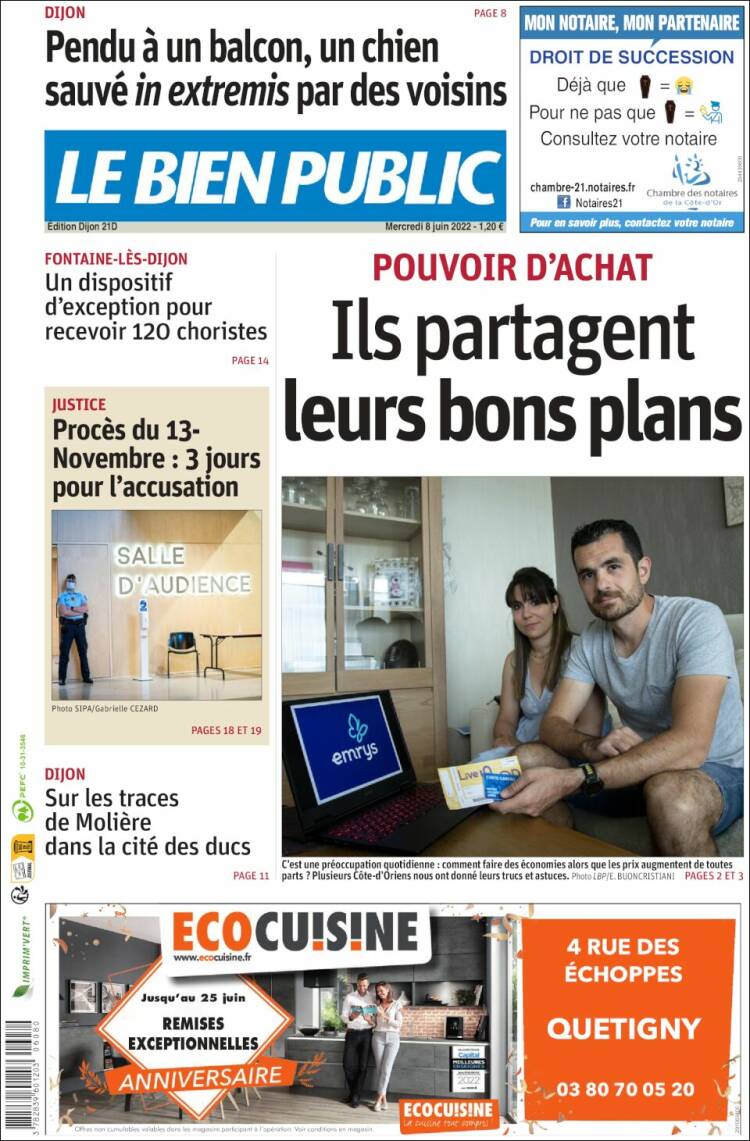 Portada de Le Bien Public (Francia)