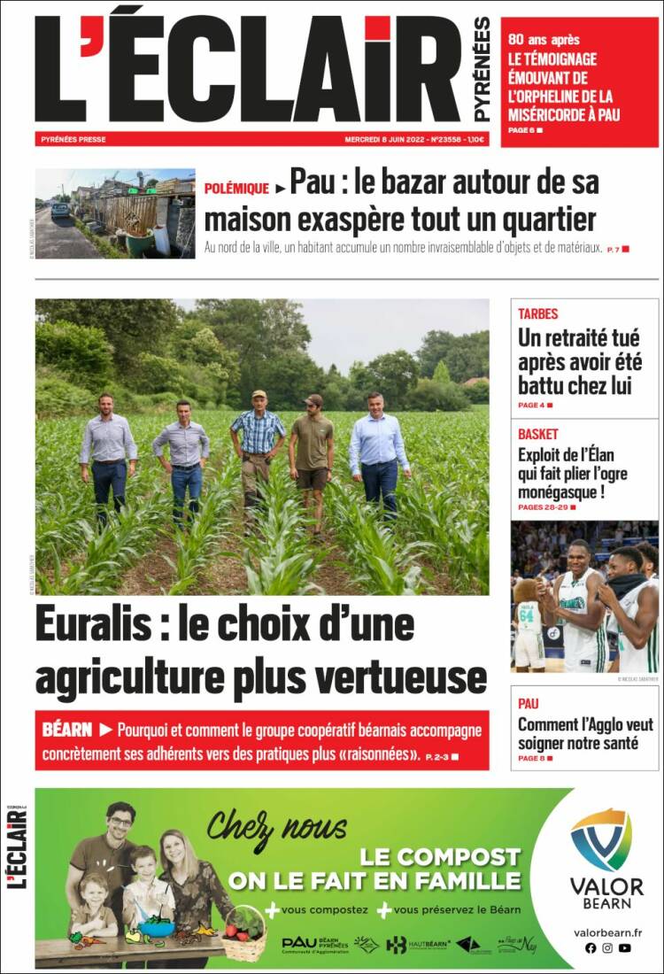 Portada de L'Eclair des Pyrénées (Francia)
