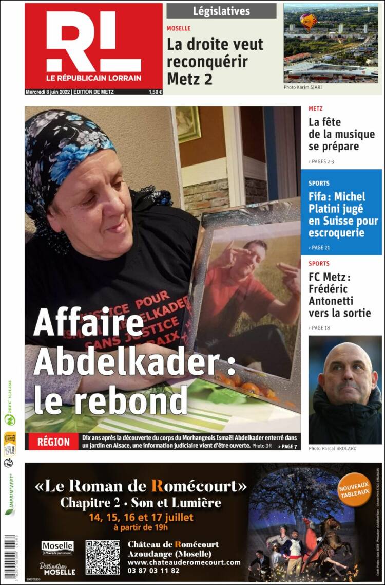 Portada de Le Republicain Lorrain (Francia)