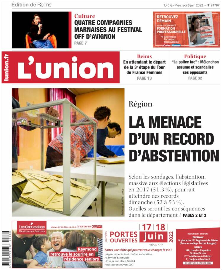 Portada de L'Union (Francia)