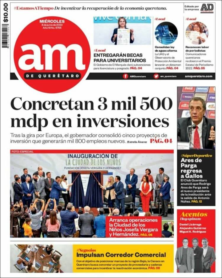 Portada de A.M. Querétaro (M&eacute;xico)