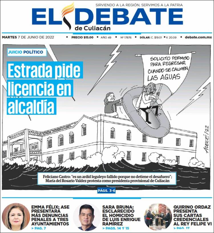 Portada de El Debate de Culiacán (M&eacute;xico)