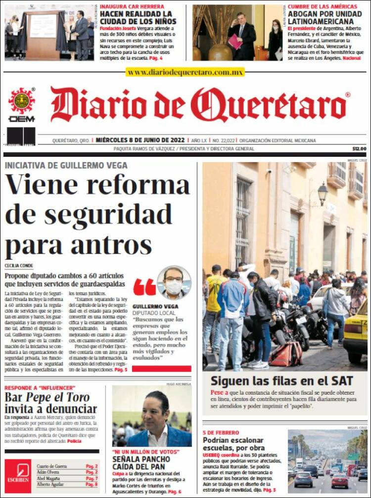 Portada de Diario de Querétaro (M&eacute;xico)