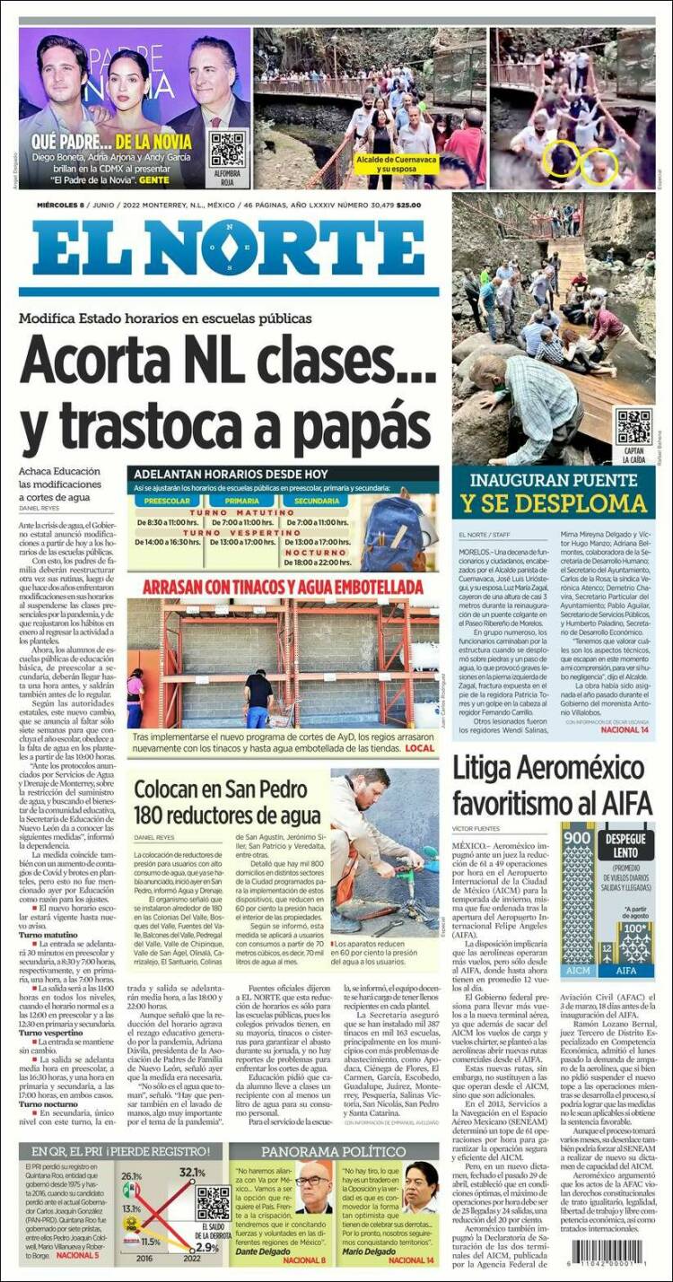 Portada de El Norte (M&eacute;xico)