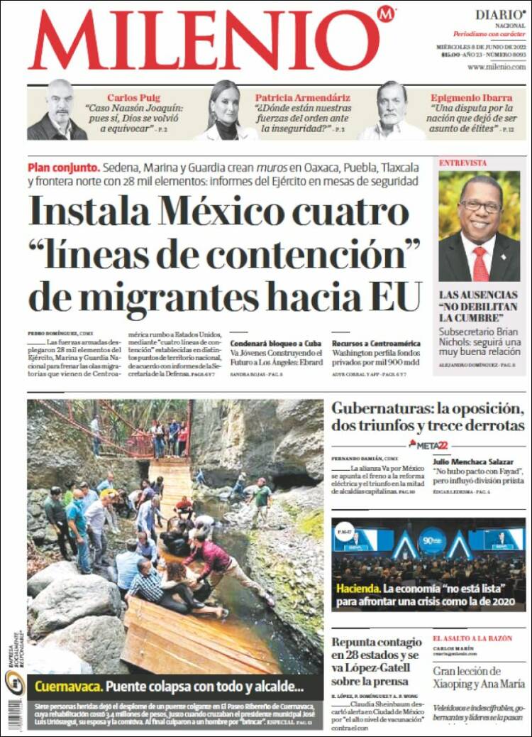 Portada de Milenio (M&eacute;xico)
