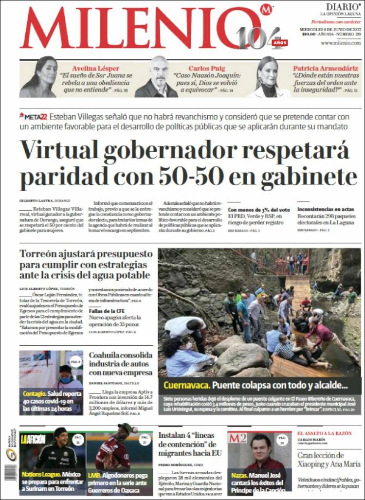 Portada de Milenio - Laguna (M&eacute;xico)