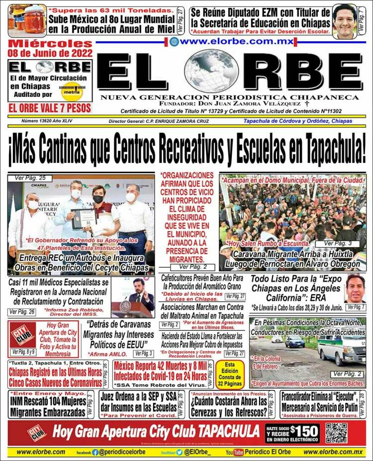 Portada de El Orbe (M&eacute;xico)